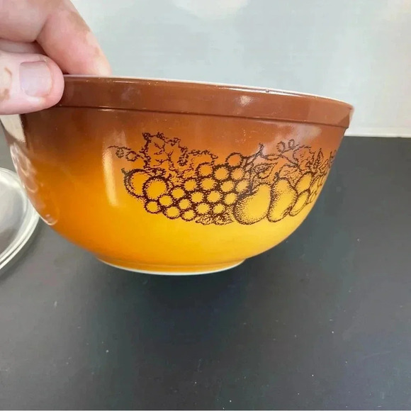 Vintage Pyrex 2 1/2 QT. Old Orchard Mixing Bowl #403 With Glass Lid - Picture 11 of 16